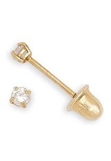 handsome round 2mm cubic zirconia gold baby earrings